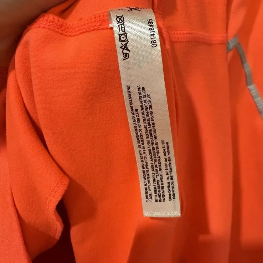 Free People Movement Neon Orange Hoodie Size Large with Reflective Strips